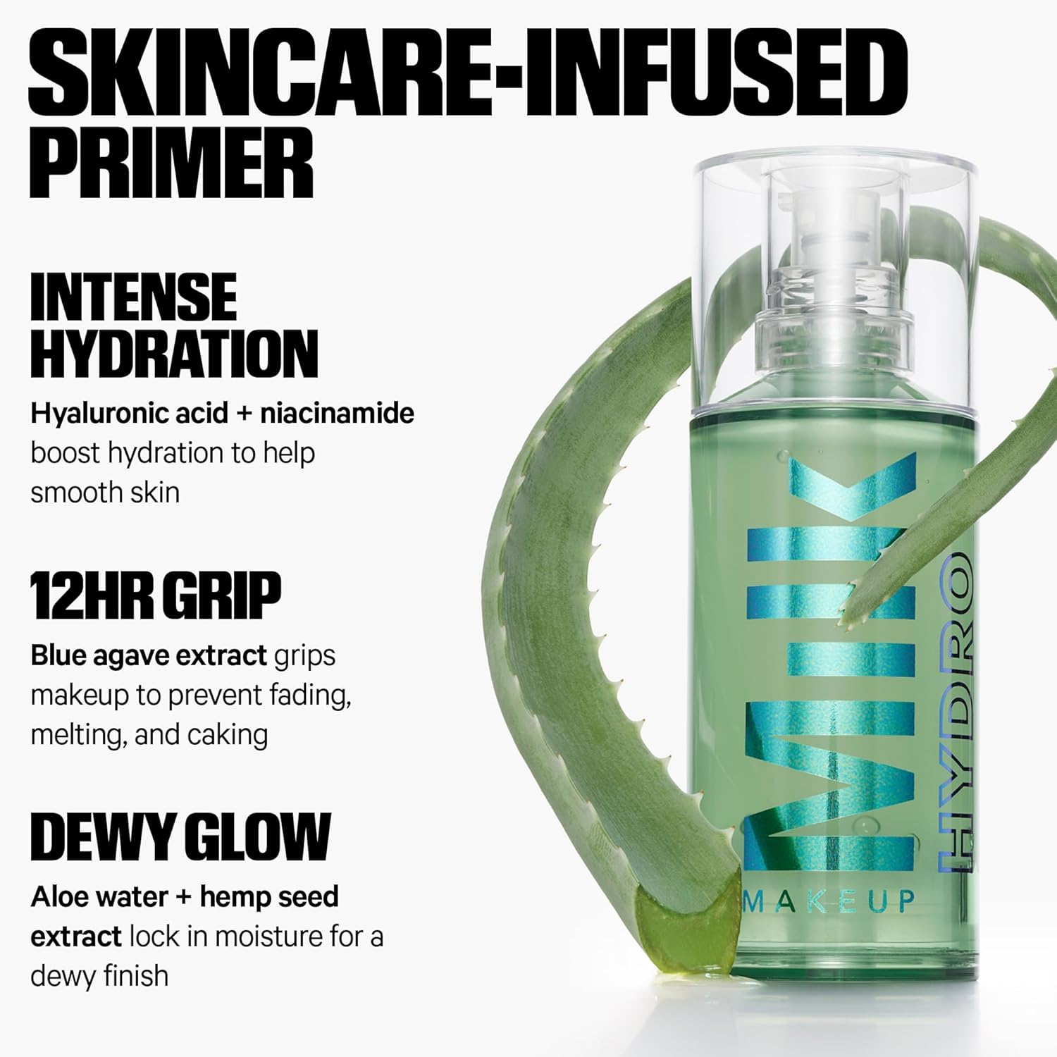 Milk Makeup Hydro Grip Primer – Hyaluronic Acid & Niacinamide Hydrating Face Primer for 12-Hour Makeup Grip, Silicone-Free Dewy Gel Primer