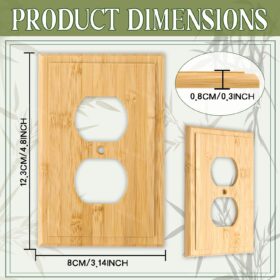 Bamboo Double Outlet Cover Plate - 4.8" x 3.14" Natural Wood Wall Plate for Light Switches & Outlets - Easy Install Decorative Wall Cover