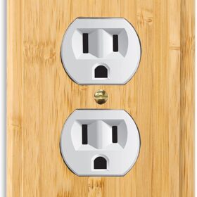 Bamboo Double Outlet Cover Plate - 4.8" x 3.14" Natural Wood Wall Plate for Light Switches & Outlets - Easy Install Decorative Wall Cover