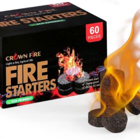 CROWN FIRE 60-Pack Fire Starters - Waterproof Instant BBQ & Campfire Ignition Cubes for Solo Stove, Grill, Fireplace & Outdoor Cooking