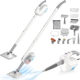 PureSwirlz 10-in-1 Steam Mop & Handheld Cleaner - 1200W Powerful Floor Steamer with 350ml Tank, 248°F Steam, Carpet Glider, Multi-Surface Cleaning Kit for Hardwood, Tile, Grout, Windows & More