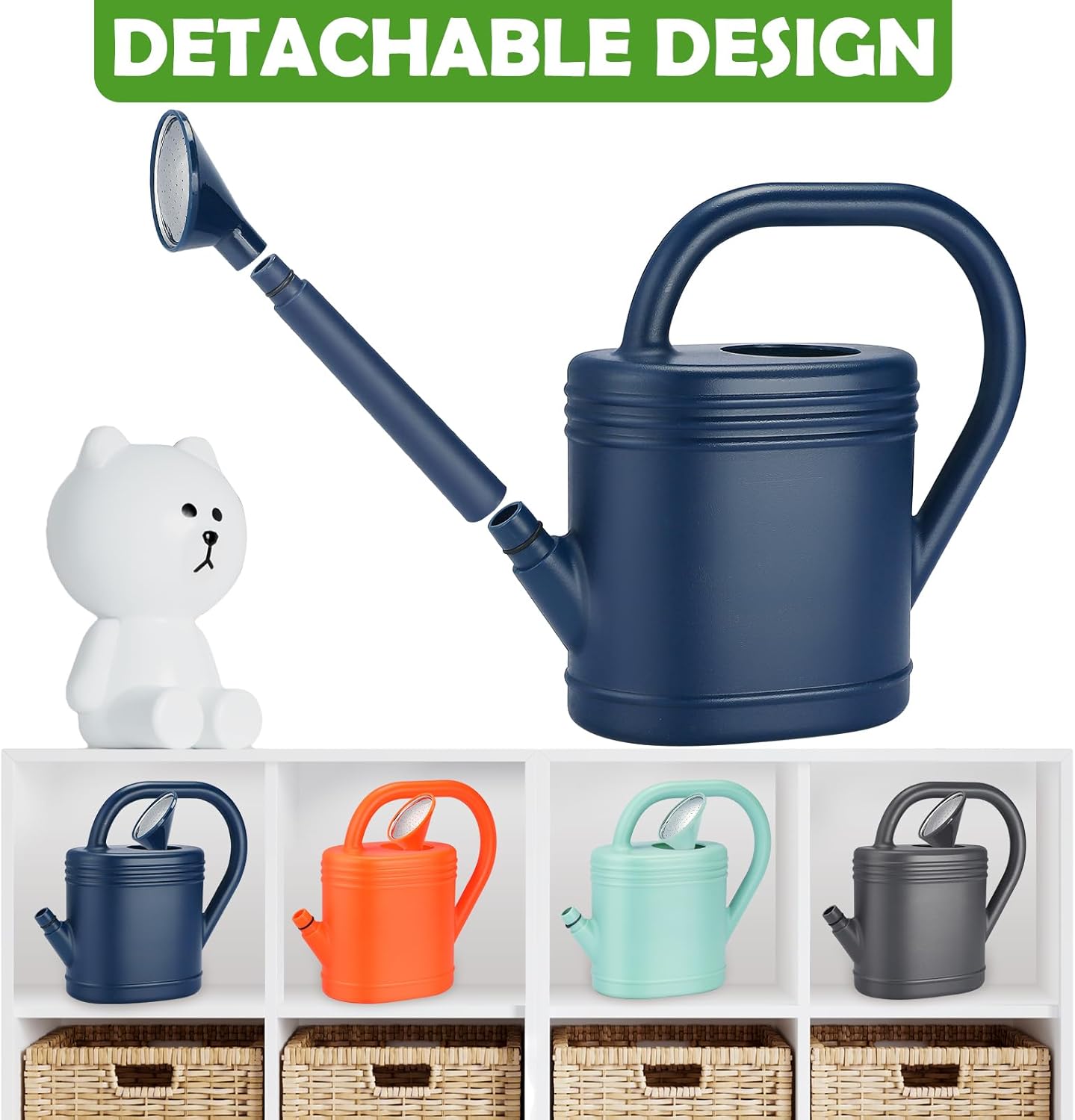 1 Gallon Premium Watering Can for Indoor & Outdoor Plants - Modern Design with Detachable Sprinkler Head & Long Spout