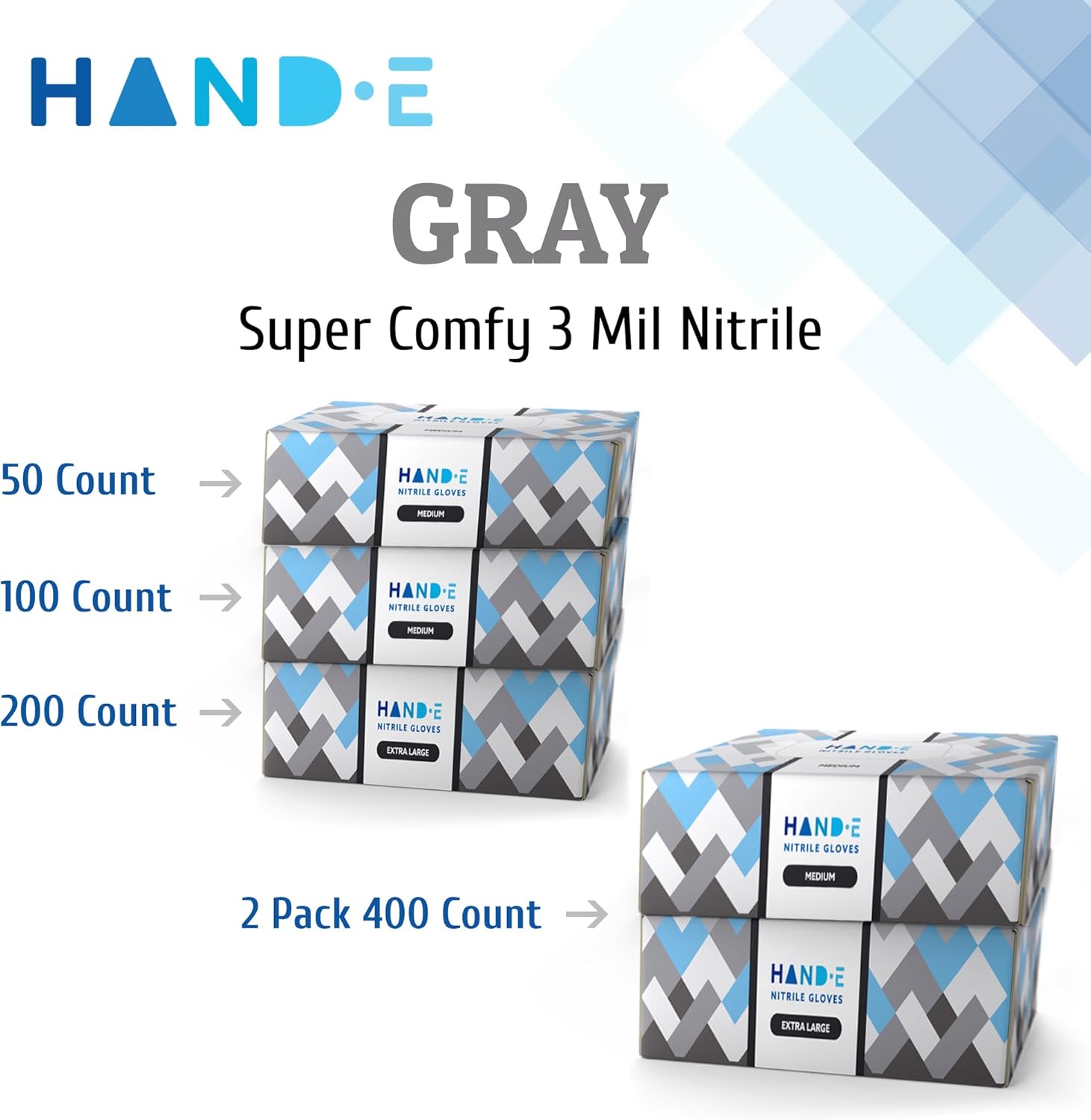 Grey Nitrile Disposable Gloves - Latex Free Powder Free Medical & Cleaning Gloves (50/200 Count)