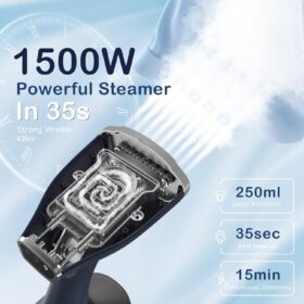 BEAUTURAL 1500W Handheld Garment Steamer - 25-Second Fast Heat, Foldable Design, Continuous Steam for Clothes & Fabrics