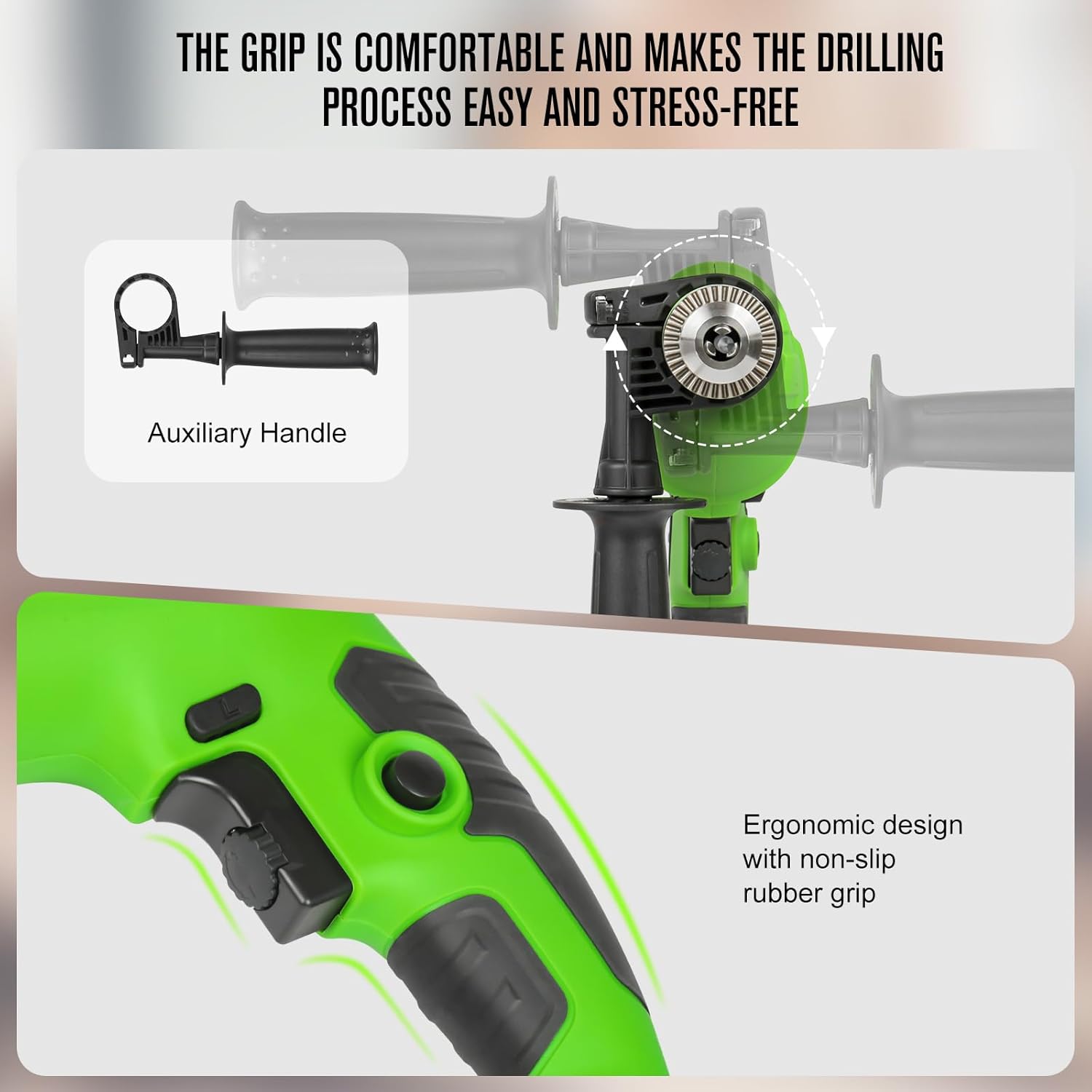 GALAX PRO 7A 850W 2-in-1 Hammer Drill - Variable Speed 0-3000 RPM, 13mm Metal Chuck, 360° Auxiliary Handle, 13 Pc Bit Set for Concrete, Metal & Wood
