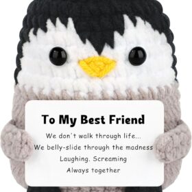 JoycuFF Handmade Crochet Penguin Gift - Cute Emotional Support Companion for Best Friend, Handcrafted Small Decorative Plush for Birthday Her BFF