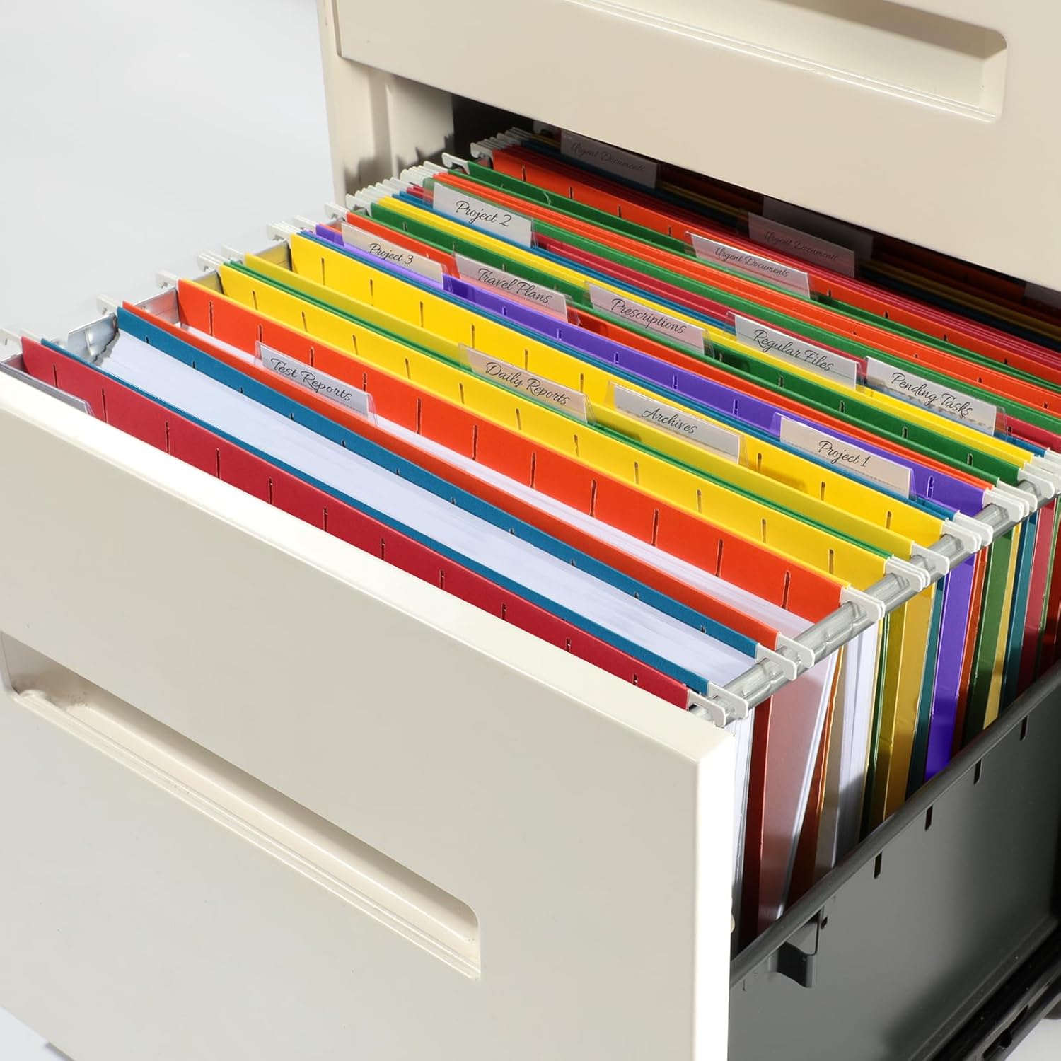 SUNEE 6-Pack Letter Size Hanging File Folders with 1/5-Cut Tabs - Color-Coded Office & Home Document Organization System