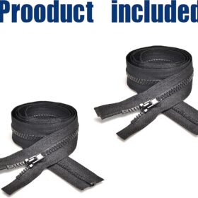 Sawoake 2PCS #5 16-Inch Separating Jacket Zippers - Black Molded Plastic Zippers for Sewing, Coats, Jackets, Bags & DIY Garment Craft