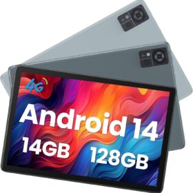 Qukenk Android 14 Tablet 10.1" - 14GB RAM, 128GB ROM, 4G Cellular + 5G WiFi, Octa-Core, 7000mAh Battery, GPS, 13MP+8MP Camera - Expandable to 1TB