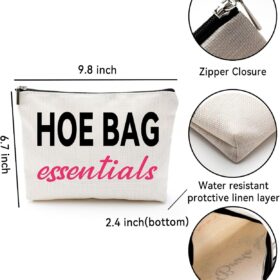 Funny Cosmetic Bag - HOE BAG ESSENTIALS - Hilarious Gag Gift for Women, Girls & Friends - Makeup Travel Pouch Birthday Present