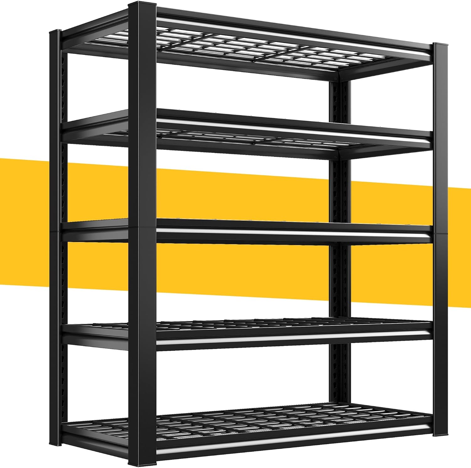 REIBII Heavy Duty Garage Shelving - 5-Tier Industrial Metal Storage Rack 3200LB Capacity, Adjustable 36" x 16" x 72" for Garage, Warehouse, Basement, Pantry, Commercial Use