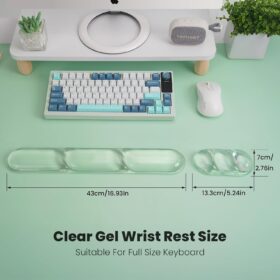 TECKNET Clear Gel Wrist Rest Set - Ergonomic Keyboard & Mouse Wrist Support for Pain Relief, Transparent Silicone Comfort Pad for Office, Gaming & Laptop