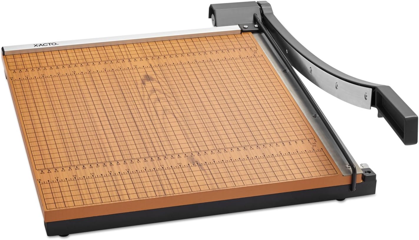 X-ACTO 18" Commercial Guillotine Paper Trimmer - 15 Sheet Capacity, Self-Sharpening Blade, Wood Base, Heavy Duty Office & School Cutter