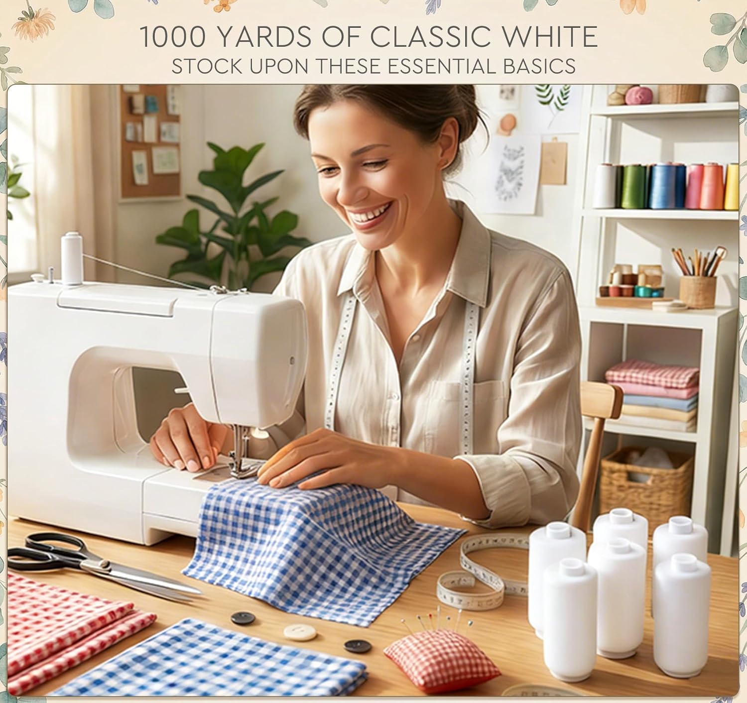 ilauke Premium Polyester Sewing Thread Set - 12 Spools x 1000 Yards, All-Purpose White Thread for Sewing Machines, Hand Sewing & Quilting