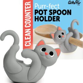 Cute Orange Cat Silicone Spoon Rest – Heat Resistant Utensil Holder for Pots & Pans, Kitchen Decor Accessory, Funny Animal Kitchen Gift