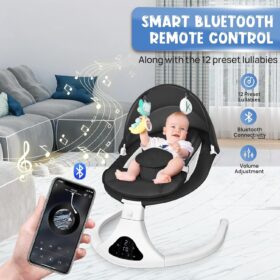 Portable Electric Baby Swing with Bluetooth & Remote - 5 Speed Rocker for Infants (Black)