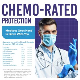 Medtecs Nitrile Exam Gloves – Medical Grade Chemo-Rated, 4 mil Latex-Free Disposable Gloves with Textured Fingertips – 200 pcs, Multiple Sizes Available