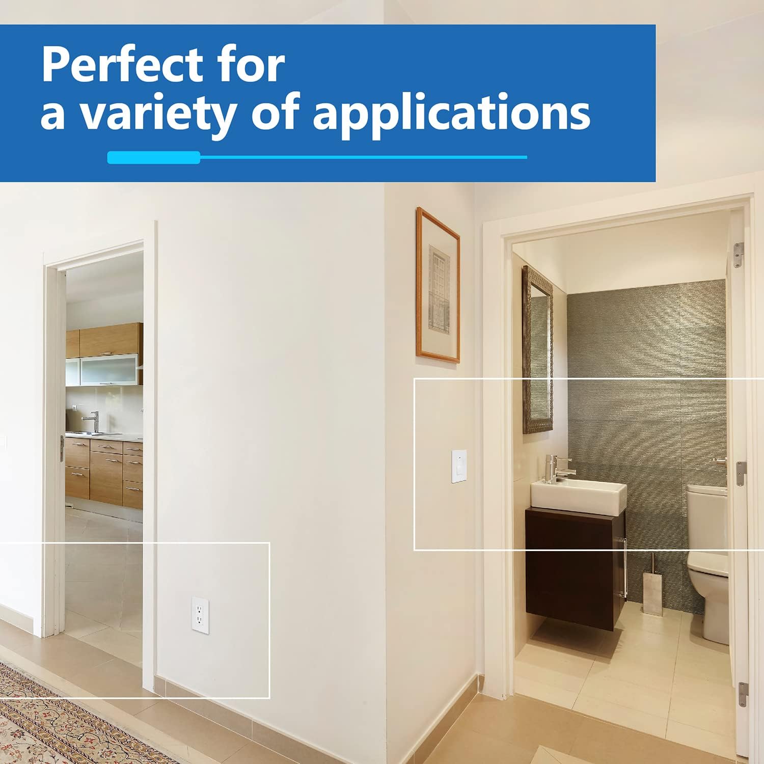 LIDER Matte Finish Screwless Wall Plate Cover - 1-Gang Mid-Size 4.88" x 3.11", Unbreakable Polycarbonate Thermoplastic, UL Listed, White (10-Pack)