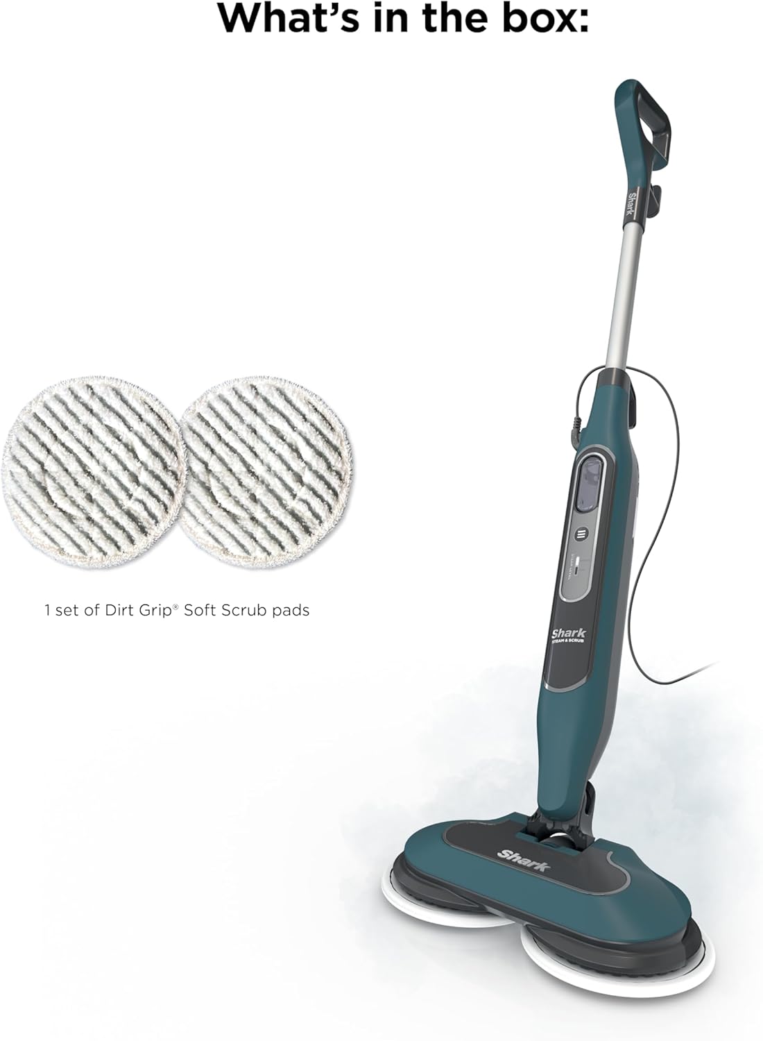 Shark Steam & Scrub All-in-One Hard Floor Steam Mop - 2 Steam Modes, XL Water Tank, Swivel Steering, Includes 2 Dirt Grip Pads, Teal S8002BRN