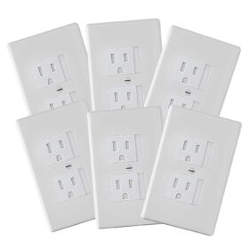 Safety Innovations Self-Closing Outlet Cover - 6 Pack for Standard Center Screw Outlets, Automatic Baby Proof Wall Plate, White