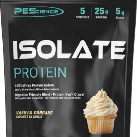 PEScience Isolate Whey Protein Powder - Vanilla Cupcake Flavor, 5 Servings, 25g Fast-Absorbing 100% Whey Protein Isolate, Low Carb, Gluten-Free Post Workout Shake for Men & Women