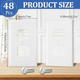 48-Pack Duplex Wall Plates - Polycarbonate Thermoplastic Outlet Covers, Standard 4.50 x 2.76 Inch, 2-Gang Receptacle Cover for Home, Office, Hotel
