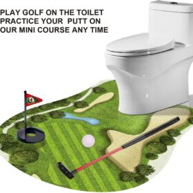 Toilet Golf Game - Mini Golf Putt Practice for Bathroom Fun | Funny Gag Gift for Dad, White Elephant Gift Idea
