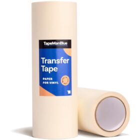TapeManBlue Paper Transfer Tape for Vinyl - 12" x 50' Roll, USA Made, Premium Medium-High Tack Application Tape for Decals, Crafts & Sign Making