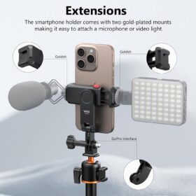 VRIG Phone Holder Hot Shoe Mount Adapter Kit for GoPro Hero 11 10 9 8 7 6 5 DJI OSMO Action iPhone Samsung - Adjustable Camera Mount for DSLR Ring Light