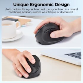 AUTLEY Ergonomic Vertical Mouse for Large Hands - Rechargeable Wireless Computer Mouse with Thumb Buttons, 800/1200/1600 DPI, Low Power Warning, Compatible with Windows/macOS/Linux