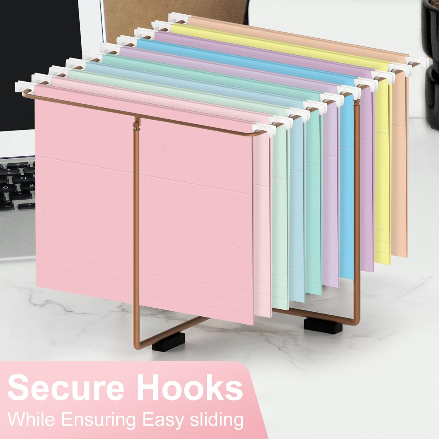 Premium Hanging File Folders - 50 Pack Letter Size with 1/5-Cut Tabs & Labels, 10-Color Coding System for Home & Office Organization