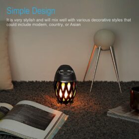 DIKAOU 2-in-1 LED Flame Table Lamp with Bluetooth Speaker - Rechargeable Outdoor Ambience Lantern with Flickering Warm Light for Patio Porch Home Decor