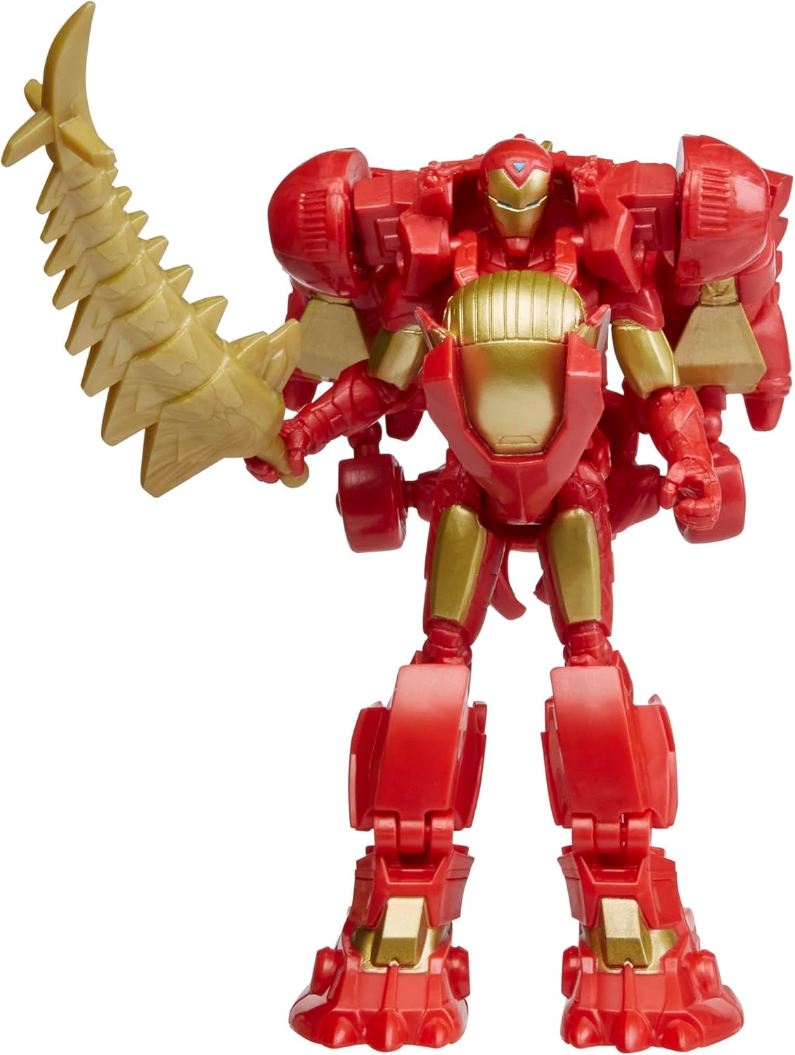 Marvel Mech Strike Iron Stomper Mechasaur - 4-Inch Iron Man Action Figure with Transformable Dinosaur Mech Suit, Blaster & Projectile Toy for Kids Ages 4+