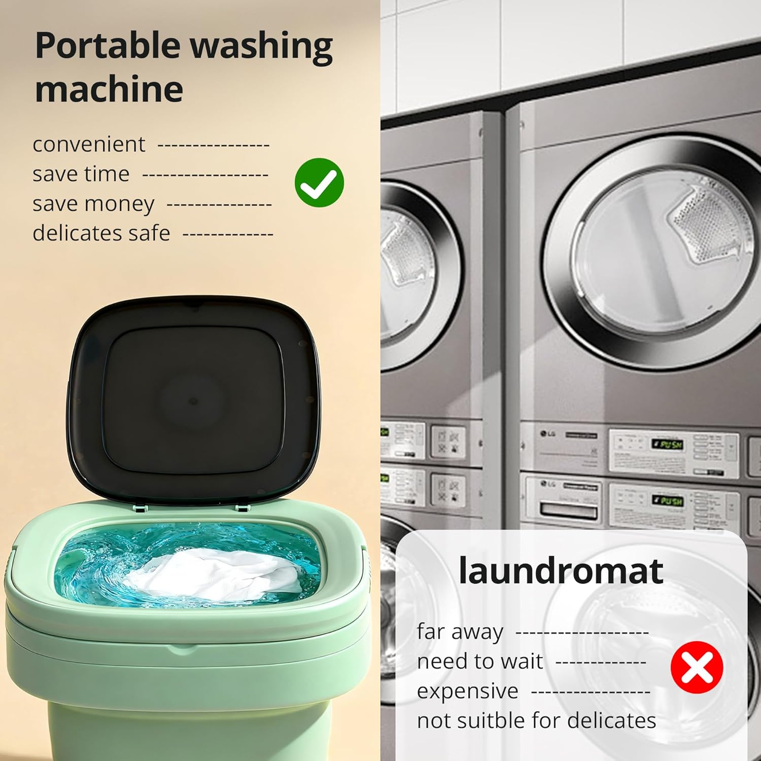 Welsteepse 16L Foldable Portable Mini Washing Machine - Compact Semi-Automatic Washer for Apartments, Dorms, RV & Travel, 3 Timer Modes with Blue Light Cleaning