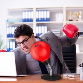 Desk Punching Bag - Mini Suction Stress Relief Ball for Office Desk, White Elephant Gift & Gag Present for Coworkers