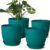 8 Inch Plant Pots Set of 4 - Modern Blue Indoor Outdoor Planters with Multi-Mesh Drainage & Saucers - Lightweight, Weather Resistant Flower Pots for Snake Plants, Succulents, Herbs, & Flowers