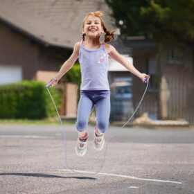 Kids Jump Rope - Adjustable Cotton Braided Skipping Rope with Natural Wooden Handles for Toddlers & Kids Ages 4-8 - Outdoor Fitness Exercise Toy