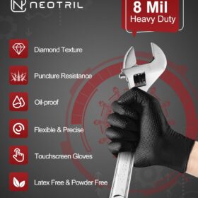 ProGrip Diamond Texture Disposable Nitrile Gloves - 8 Mil Heavy Duty, Latex-Free, Powder-Free | Industrial & Medical Grade Hand Protection
