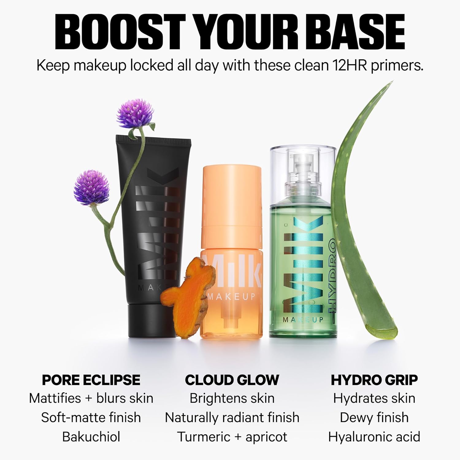 Milk Makeup Hydro Grip Primer – Hyaluronic Acid & Niacinamide Hydrating Face Primer for 12-Hour Makeup Grip, Silicone-Free Dewy Gel Primer