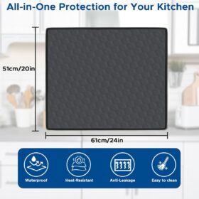 Premium Silicone Dishwasher Drain Pan Mat - 24" x 20" Anti-Leakage Drip Tray with Raised Edges for Countertop & Mini Dishwashers