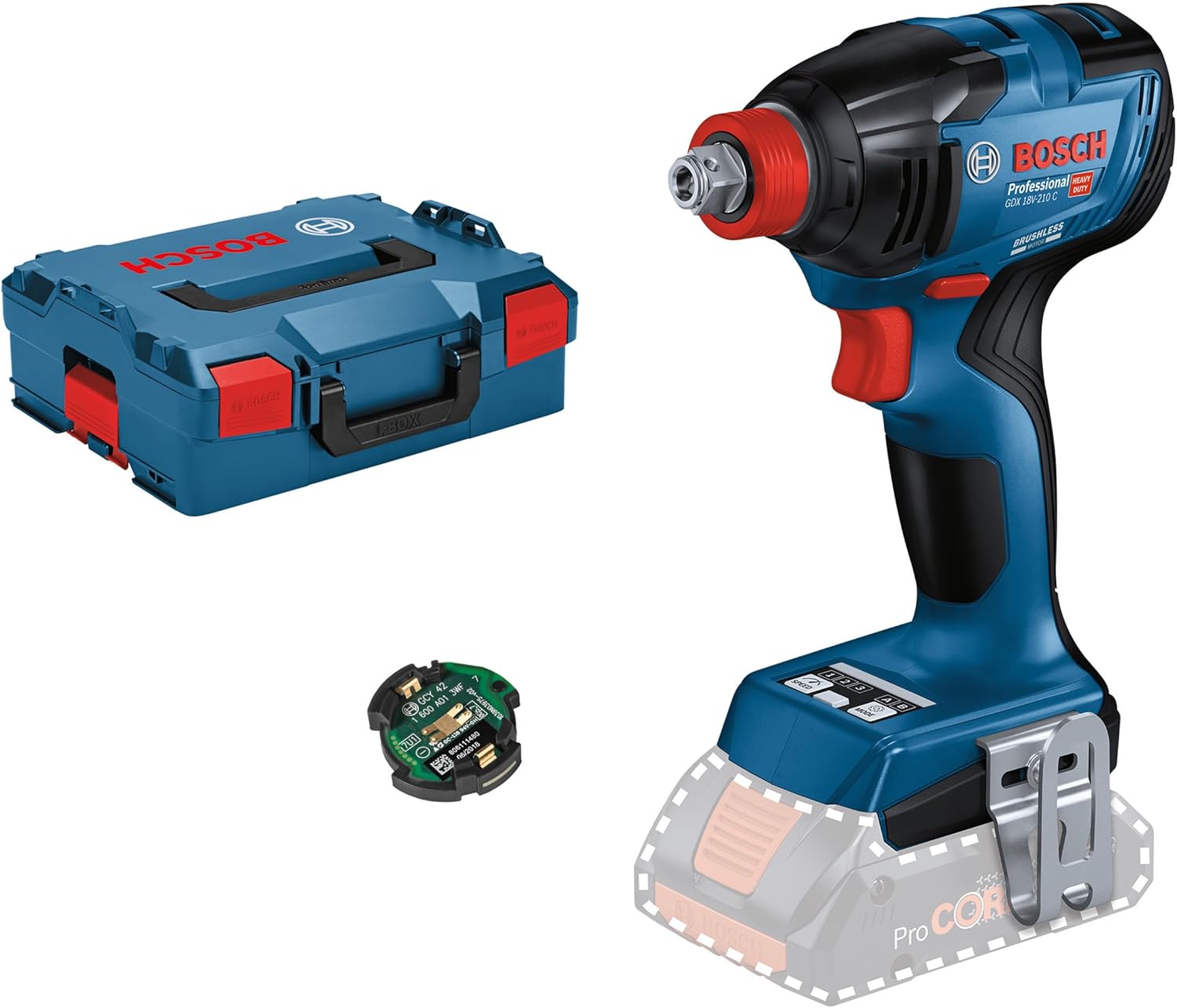 Bosch Professional GDX 18V-210 C Cordless Impact Driver - 210 Nm Max Torque, 3-Speed Settings, Brushless Motor with Bluetooth (Tool Only, Batteries Not Included)
