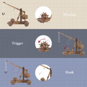 Toystub DIY 3D Wooden Trebuchet Building Kit - Precision Laser-Cut Engineering Model for Adults, STEM Science Project & Educational Gift