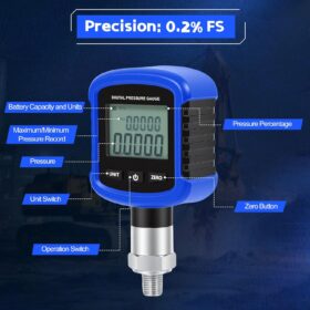 SINOCMP S281 Digital Hydraulic Pressure Gauge - 10000PSI/60MPa High Precision 0.2% FS Accuracy, Bluetooth Mobile Connection, 1/4" NPT Thread, 330° Rotatable Display, Industrial Testing Instrument