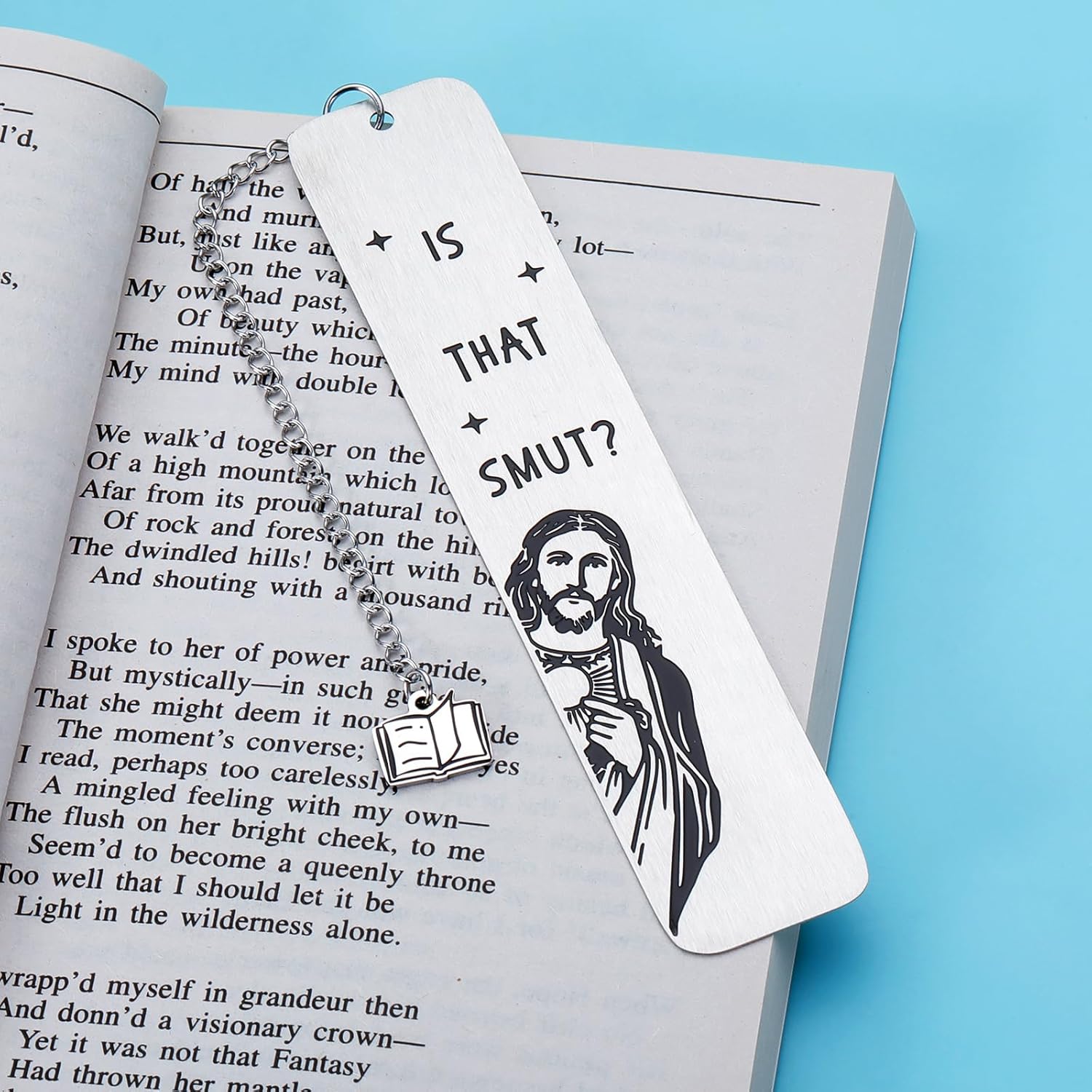 Hilarious Stainless Steel Book Marker with Chain - Perfect Funny Gift for Book Lovers, Readers, Bibliophiles, Friends, Coworkers - Birthday, Christmas, Easter Gift Idea