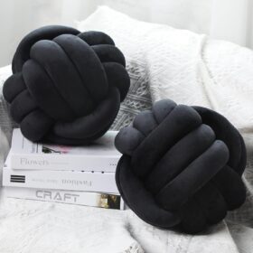 Namalu Soft Knot Pillow Set - 2 Pack Handmade Plush Ball Throw Pillows for Sofa, Bed & Home Decor (7.87 in, Black)