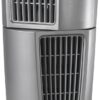 Lasko 4910 Platinum Desktop Wind Tower Fan - 14-inch Compact Space-Saving Oscillating Fan with 3 Quiet Speeds, Carry Handle, Gray