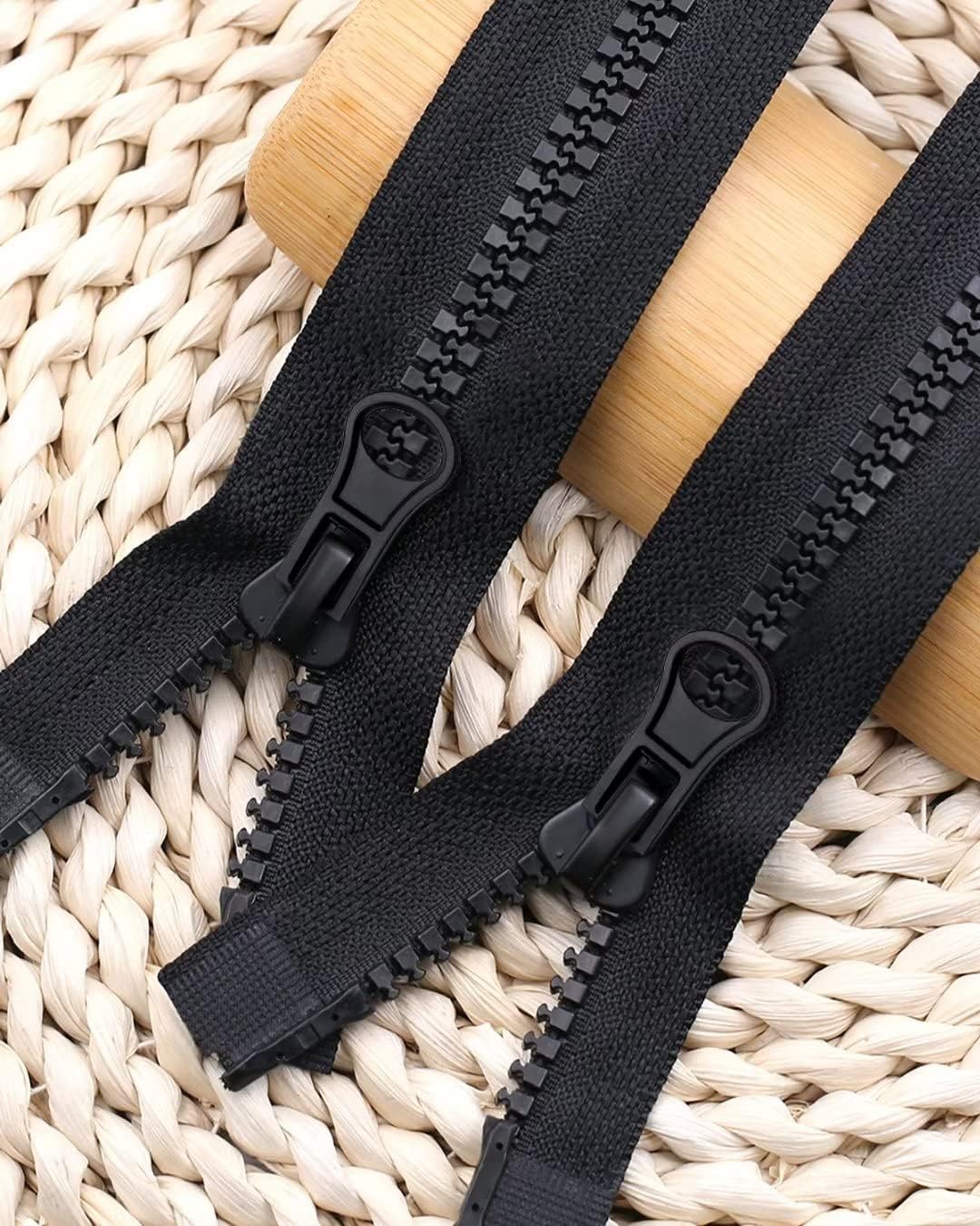 Wavebeexs 3-Pack 28-Inch #5 Black Plastic Jacket Zippers - Heavy Duty Coat Replacement Zippers for Down Jackets, Parkas, Sweatshirts & More