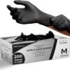 ProCure Max Black Nitrile Disposable Gloves - 200 Count, Latex-Free, Powder-Free, Heavy Duty for Medical, Food Service, Cleaning, Tattoo