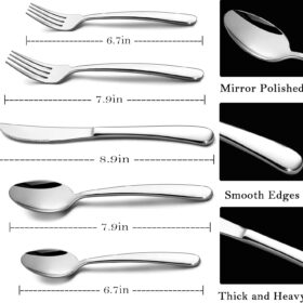 HaWare 40-Piece Stainless Steel Flatware Set for 8, Heavy Duty Mirror Polished Cutlery - Dishwasher Safe Modern Tableware