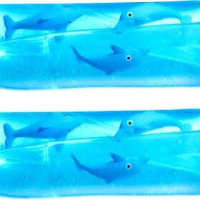 Bedwina Dolphin Water Wiggler Toys - Pack of 2 | 4.75-Inch Blue Water Snake Fidget Sensory Toys with Glitter & Dolphin Figures for Kids Party Favors & Classroom Rewards